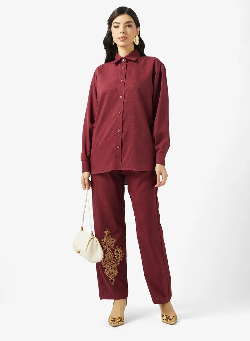 hayas closet  Embroidered Shirt and Pant co-ord set for Women | Best Price UAE